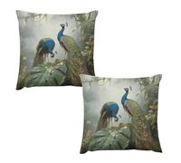 HETVBNS 2 Pack Throw Pillow Covers 24 "x24 Double-Sided Soft Plush Pillowcase Decorative Square Pillows Case Elegant Colorful Peacock Pillow Cover for Living Room, Bedroom, Sofa, Car