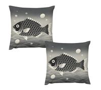 HETVBNS 2 Pack Throw Pillow Covers 24 "x24 Double-Sided Soft Plush Pillowcase Decorative Square Pillows Case Black and White Yin Yang Koi Fish Pillow Cover for Living Room, Bedroom, Sofa, Car