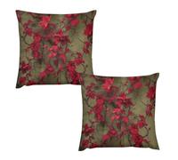HETVBNS 2 Pack Throw Pillow Covers 24 "x24 Double-Sided Soft Plush Pillowcase Decorative Square Pillows Case Red Flower Vine Pillow Cover for Living Room, Bedroom, Sofa, Car