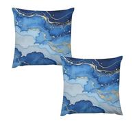 HETVBNS 2 Pack Throw Pillow Covers 24 "x24 Double-Sided Soft Plush Pillowcase Decorative Square Pillows Case Abstract Blue Marble Watercolor Pillow Cover for Living Room, Bedroom, Sofa, Car