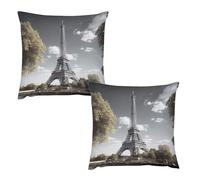 HETVBNS 2 Pack Throw Pillow Covers 24 "x24 Double-Sided Soft Plush Pillowcase Decorative Square Pillows Case Eiffel Tower Pillow Cover for Living Room, Bedroom, Sofa, Car