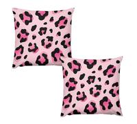 HETVBNS 2 Pack Throw Pillow Covers 24 "x24 Double-Sided Soft Plush Pillowcase Decorative Square Pillows Case Pink Leopard Pillow Cover for Living Room, Bedroom, Sofa, Car