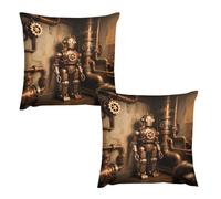 HETVBNS 2 Pack Throw Pillow Covers 24 "x24 Double-Sided Soft Plush Pillowcase Decorative Square Pillows Case Robot in The Corner Pillow Cover for Living Room, Bedroom, Sofa, Car
