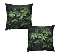 HETVBNS 2 Pack Throw Pillow Covers 24 "x24 Double-Sided Soft Plush Pillowcase Decorative Square Pillows Case Green Leaves Pattern Pillow Cover for Living Room, Bedroom, Sofa, Car