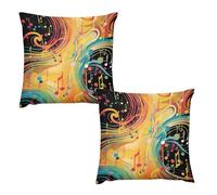 HETVBNS 2 Pack Throw Pillow Covers 24 "x24 Double-Sided Soft Plush Pillowcase Decorative Square Pillows Case Abstract Music Themed Pillow Cover for Living Room, Bedroom, Sofa, Car