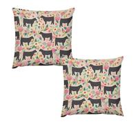 HETVBNS 2 Pack Throw Pillow Covers 24 "x24 Double-Sided Soft Plush Pillowcase Decorative Square Pillows Case Flower Show Steer Cows Cattle Pillow Cover for Living Room, Bedroom, Sofa, Car