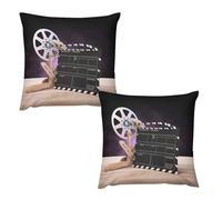 HETVBNS 2 Pack Throw Pillow Covers 24 "x24 Double-Sided Soft Plush Pillowcase Decorative Square Pillows Case Movies Clapperboard Pillow Cover for Living Room, Bedroom, Sofa, Car