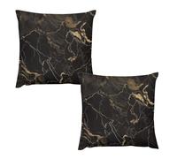 HETVBNS 2 Pack Throw Pillow Covers 24 "x24 Double-Sided Soft Plush Pillowcase Decorative Square Pillows Case Gold Black Marble Pillow Cover for Living Room, Bedroom, Sofa, Car