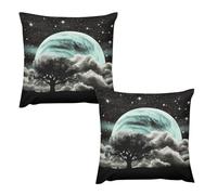 HETVBNS 2 Pack Throw Pillow Covers 24 "x24 Double-Sided Soft Plush Pillowcase Decorative Square Pillows Case Starry Night Black Tree Art Pillow Cover for Living Room, Bedroom, Sofa, Car