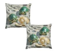 HETVBNS 2 Pack Throw Pillow Covers 24 "x24 Double-Sided Soft Plush Pillowcase Decorative Square Pillows Case Two Turtles and Shells Pillow Cover for Living Room, Bedroom, Sofa, Car