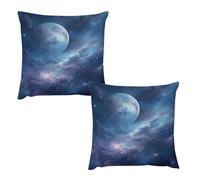 HETVBNS 2 Pack Throw Pillow Covers 24 "x24 Double-Sided Soft Plush Pillowcase Decorative Square Pillows Case Nebula and Moon Pillow Cover for Living Room, Bedroom, Sofa, Car