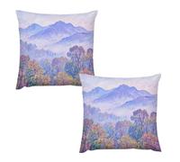 HETVBNS 2 Pack Throw Pillow Covers 24 "x24 Double-Sided Soft Plush Pillowcase Decorative Square Pillows Case Nature Forest Mountain Pillow Cover for Living Room, Bedroom, Sofa, Car
