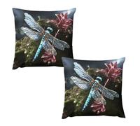 HETVBNS 2 Pack Throw Pillow Covers 24 "x24 Double-Sided Soft Plush Pillowcase Decorative Square Pillows Case Blue Dragonfly Pillow Cover for Living Room, Bedroom, Sofa, Car