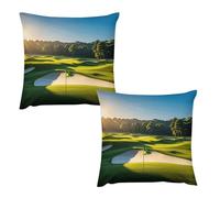 HETVBNS 2 Pack Throw Pillow Covers 24 "x24 Double-Sided Soft Plush Pillowcase Decorative Square Pillows Case Green Golf Course Pillow Cover for Living Room, Bedroom, Sofa, Car