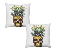 HETVBNS 2 Pack Throw Pillow Covers 24 "x24 Double-Sided Soft Plush Pillowcase Decorative Square Pillows Case Cool Skull Pineapple Pillow Cover for Living Room, Bedroom, Sofa, Car