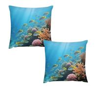 HETVBNS 2 Pack Throw Pillow Covers 26 "x26 Double-Sided Soft Plush Pillowcase Decorative Square Pillows Case Various Fish Coral Reefs Pillow Cover for Living Room, Bedroom, Sofa, Car