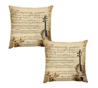 HETVBNS 2 Pack Throw Pillow Covers 26 "x26 Double-Sided Soft Plush Pillowcase Decorative Square Pillows Case Music Notes Pillow Cover for Living Room, Bedroom, Sofa, Car