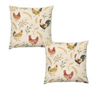 HETVBNS 2 Pack Throw Pillow Covers 26 "x26 Double-Sided Soft Plush Pillowcase Decorative Square Pillows Case Chicken and Rooster Print Pillow Cover for Living Room, Bedroom, Sofa, Car