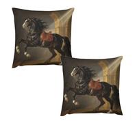HETVBNS 2 Pack Throw Pillow Covers 26 "x26 Double-Sided Soft Plush Pillowcase Decorative Square Pillows Case Black Horse Pillow Cover for Living Room, Bedroom, Sofa, Car