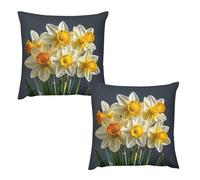 HETVBNS 2 Pack Throw Pillow Covers 26 "x26 Double-Sided Soft Plush Pillowcase Decorative Square Pillows Case Bouquet of Daffodils Pillow Cover for Living Room, Bedroom, Sofa, Car