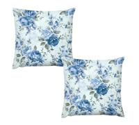 HETVBNS 2 Pack Throw Pillow Covers 26 "x26 Double-Sided Soft Plush Pillowcase Decorative Square Pillows Case Blue Flower Floral Pattern Roses Pillow Cover for Living Room, Bedroom, Sofa, Car