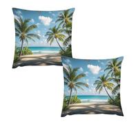 HETVBNS 2 Pack Throw Pillow Covers 26 "x26 Double-Sided Soft Plush Pillowcase Decorative Square Pillows Case Green Palm Trees Ocean Pillow Cover for Living Room, Bedroom, Sofa, Car