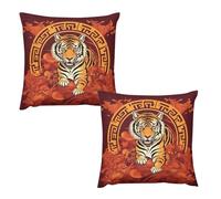 HETVBNS 2 Pack Throw Pillow Covers 26 "x26 Double-Sided Soft Plush Pillowcase Decorative Square Pillows Case Prosperity in The Year of The Tiger Pillow Cover for Living Room, Bedroom, Sofa, Car