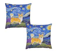 HETVBNS 2 Pack Throw Pillow Covers 26 "x26 Double-Sided Soft Plush Pillowcase Decorative Square Pillows Case Corgi Starry Night Pillow Cover for Living Room, Bedroom, Sofa, Car