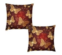 HETVBNS 2 Pack Throw Pillow Covers 26 "x26 Double-Sided Soft Plush Pillowcase Decorative Square Pillows Case Valentine Hearts Golden Butterfly Pillow Cover for Living Room, Bedroom, Sofa, Car