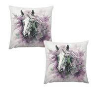HETVBNS 2 Pack Throw Pillow Covers 26 "x26 Double-Sided Soft Plush Pillowcase Decorative Square Pillows Case Green Horse Pillow Cover for Living Room, Bedroom, Sofa, Car