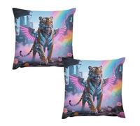 HETVBNS 2 Pack Throw Pillow Covers 26 "x26 Double-Sided Soft Plush Pillowcase Decorative Square Pillows Case Cyber Hippie Tiger Pillow Cover for Living Room, Bedroom, Sofa, Car