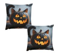 HETVBNS 2 Pack Throw Pillow Covers 26 "x26 Double-Sided Soft Plush Pillowcase Decorative Square Pillows Case Halloween Black Cat Pumpkin Pillow Cover for Living Room, Bedroom, Sofa, Car