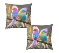 HETVBNS 2 Pack Throw Pillow Covers 26 "x26 Double-Sided Soft Plush Pillowcase Decorative Square Pillows Case Colorful Little Bird Pillow Cover for Living Room, Bedroom, Sofa, Car