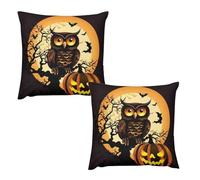 HETVBNS 2 Pack Throw Pillow Covers 26 "x26 Double-Sided Soft Plush Pillowcase Decorative Square Pillows Case Black Tree Owl Pumpkin Head Pillow Cover for Living Room, Bedroom, Sofa, Car