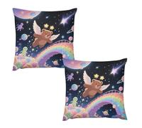 HETVBNS 2 Pack Throw Pillow Covers 26 "x26 Double-Sided Soft Plush Pillowcase Decorative Square Pillows Case Winged Bear Pillow Cover for Living Room, Bedroom, Sofa, Car