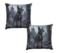 HETVBNS 2 Pack Throw Pillow Covers 26 "x26 Double-Sided Soft Plush Pillowcase Decorative Square Pillows Case Gothic Black Dog Pillow Cover for Living Room, Bedroom, Sofa, Car