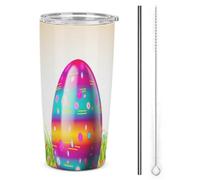 HETVBNS 20 Oz Stainless Steel Tumbler with Straw & Lid, Colorful Easter Egg Vacuum Insulated Coffee Mug, Leakproof Travel Cup for Car