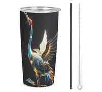 HETVBNS 20 Oz Stainless Steel Tumbler with Straw & Lid, Mechanical Crane Vacuum Insulated Coffee Mug, Leakproof Travel Cup for Car