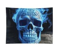 HETVBNS 3D Print Blue Skull Tapestry Wall Hanging - 30"x40" Aesthetic Tapestries Soft Polyester Wall Art Decor Large Tapestry for Bedroom Living Room Dorm Backdrop, Hanging Kit Included