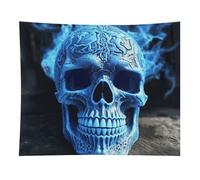 HETVBNS 3D Print Blue Skull Tapestry Wall Hanging - 50"x60" Aesthetic Tapestries Soft Polyester Wall Art Decor Large Tapestry for Bedroom Living Room Dorm Backdrop, Hanging Kit Included