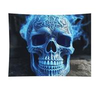 HETVBNS 3D Print Blue Skull Tapestry Wall Hanging - 60"x80" Aesthetic Tapestries Soft Polyester Wall Art Decor Large Tapestry for Bedroom Living Room Dorm Backdrop, Hanging Kit Included