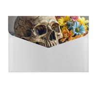 HETVBNS 6 Pockets Expanding File Folder Durable Waterproof A4 Letter Size Folders, Ancient Skull and Flowers Accordion File Organizer for Office, Home & Travel