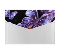 HETVBNS 6 Pockets Expanding File Folder Durable Waterproof A4 Letter Size Folders, Beautiful Purple Butterfly Accordion File Organizer for Office, Home & Travel