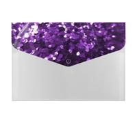 HETVBNS 6 Pockets Expanding File Folder Durable Waterproof A4 Letter Size Folders, Beautiful Purple Glitter Accordion File Organizer for Office, Home & Travel