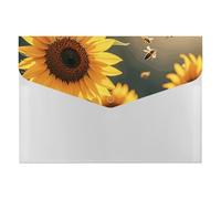 HETVBNS 6 Pockets Expanding File Folder Durable Waterproof A4 Letter Size Folders, Bee & Sunflowers Accordion File Organizer for Office, Home & Travel