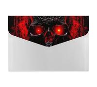 HETVBNS 6 Pockets Expanding File Folder Durable Waterproof A4 Letter Size Folders, Black and Red Skull Accordion File Organizer for Office, Home & Travel