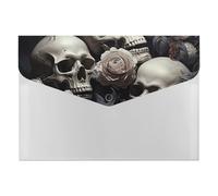 HETVBNS 6 Pockets Expanding File Folder Durable Waterproof A4 Letter Size Folders, Black and White Flowers and Skull Accordion File Organizer for Office, Home & Travel