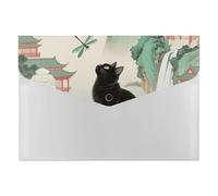 HETVBNS 6 Pockets Expanding File Folder Durable Waterproof A4 Letter Size Folders, Black Fluffy Cat Watch Dragonfly Accordion File Organizer for Office, Home & Travel