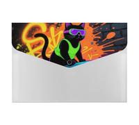 HETVBNS 6 Pockets Expanding File Folder Durable Waterproof A4 Letter Size Folders, Blacklight Cat Riding Shark Accordion File Organizer for Office, Home & Travel