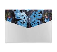 HETVBNS 6 Pockets Expanding File Folder Durable Waterproof A4 Letter Size Folders, Blue Butterfly Accordion File Organizer for Office, Home & Travel